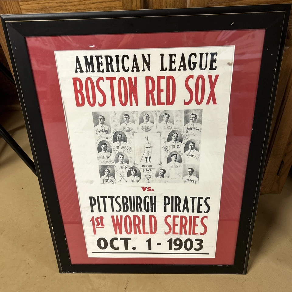 FRAMED 1903 BOSTON RED SOX VS. PITTSBURGH PIRATES WORLD SERIES POSTER 27”x20 1/2 - Image 1 of 4