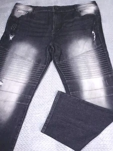 Pantalones de mezclilla South Pole para hombre talla 46x34 elásticos negros desgastados pierna ancha hip hop Y2K usados en excelente estado - Imagen 1 de 9