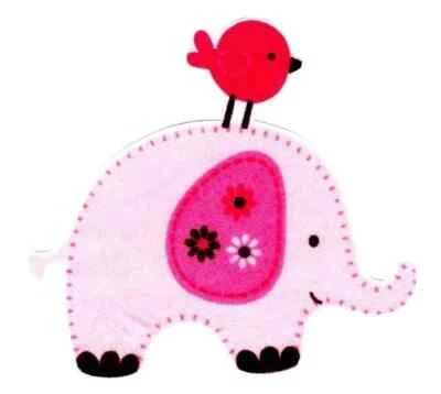 Aplique de tela de pájaro elefante rosa hierro hecho a mano no bordado 3 pulgadas 1 pieza Foto 1 de 2