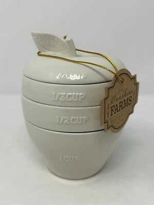 10 草莓街苹果形堆叠量杯 4 件象牙色 - 全新带标签 — 第 1/4 张图片