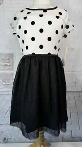 KANDY KISS Girls Skater Ivory Black Polka Dot Party SS Tulle Dress Sz. 10 NWT - Picture 1 of 17