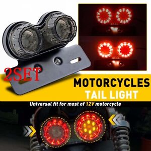 2set Motorcycle LED Tail Dual Turn Signal Brake License Integrated Plate Light