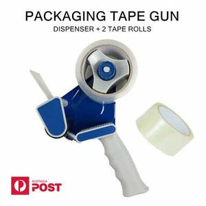 Packing Tape Dispenser Gun + 2 Clear Tape Rolls With Cutter Packaging Stick Movi - Picture 1 of 3