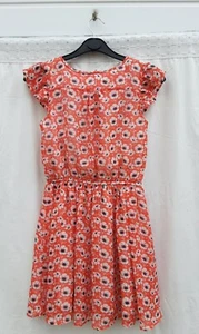 GIRLS DRESS,50S,60'S,70'S,80'S VINTAGE STYLE,NEXT,RED POPPY FLORAL,SIZE 10 - Picture 1 of 5