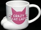 Big Mouth White Oversized Mug "Crazy Cat Lady" Pink Cat Accents Cat Paw Shaped