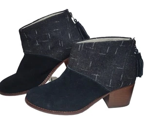 Toms Leila Damen-Stiefeletten schwarz Wildleder gepunktet Wolle Größe 7 - Bild 1 von 14