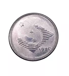 1990 BRASIL - 1 CRUZEIRO COIN, Brazil World Coin, UNC 1 year type, wavy design - Picture 1 of 9