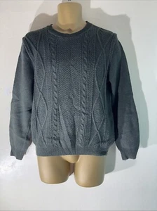 Mens Topman Small Dark Green Knit Long Sleeve Crew Neck Pullover Jumper Sweater - Picture 1 of 6