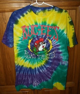 BUC-EES ROAD TRIPPIN' T-Shirt SHIRT Purple Green Yellow TIE DYE Size Medium - Picture 1 of 1
