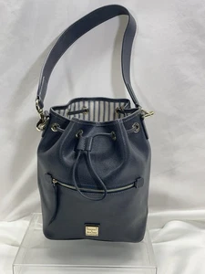 Dooney And Bourke Bucket Bag dunkelgrau Saffianoleder Kordelzug - Bild 1 von 11
