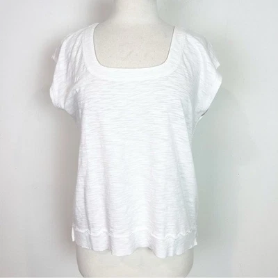 LILLA P WHITE CAP SLEEVE SQUARE NECKLINE T-SHIRT WOMENS SZ SMALL - Image 1 of 4