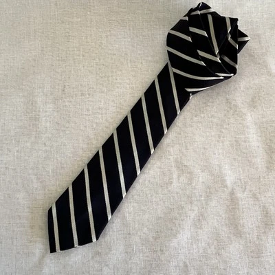 vintage 60s necktie skinny 2 1/2"  SILK stripe  L.S. AYRES  nos deadstock - Image 1 of 4