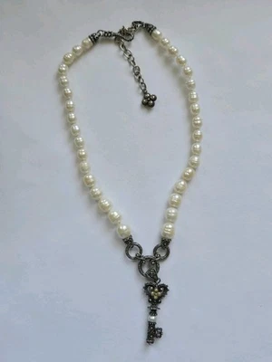 Barbara Bixby 18K 黄金纯银花卉钥匙吊坠珍珠项链-18 — 第 1/4 张图片