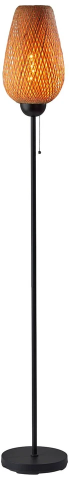 Lámpara de pie moderna Adesso Hugo 68 1/4" de alto negra con bambú natural Foto 1 de 1