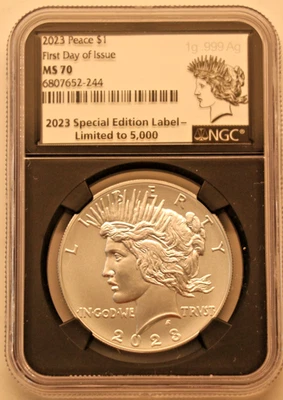MS 70 Peace dollar $1 First Day of Issue Limited to 5,000 2023 - Image 1 of 4