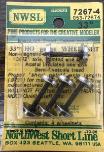 NorthWest Short Line HO #7267-4 33" Wheelsets Code 88 Tread Short Point Axle NIP - Picture 1 of 4