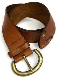 Vintage J Crew Herren großer brauner Ledergürtel italienisches Leder hergestellt in den USA - Bild 1 von 16
