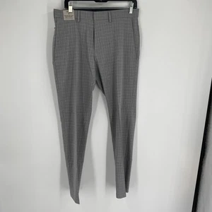 Kenneth Cole Premium Flex Gray Plaid Trousers Stretch Slim Fit size 33 x 30 - Picture 1 of 5