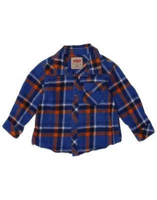 LEVI'S Baby Boys Flannel Shirt 12-18 Months Blue Plaid Cotton BR03 — 第 1/3 张图片