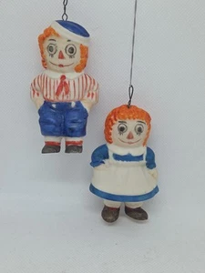 Vintage Raggedy Anne And Andy Ceramic Christmas Ornaments Set Of 2 - Picture 1 of 6