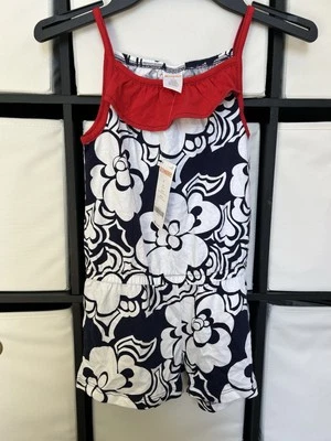 Gymboree Girl's 5 Red White Blue Floral Ruffle patriotic summer shorts Romper - Image 1 of 4
