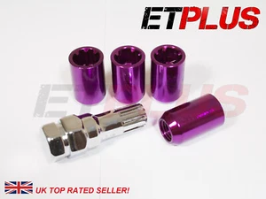 4 x Purple Tuner Locking Nuts M12x1.5 Fits Fiesta Escort Ka Puma Focus Mondeo - Picture 1 of 2