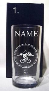 PERSONALISED LASER ENGRAVED HIBALL/MIXER GLASS FOR CYCLING ENTHUSIASTS - Picture 1 of 7