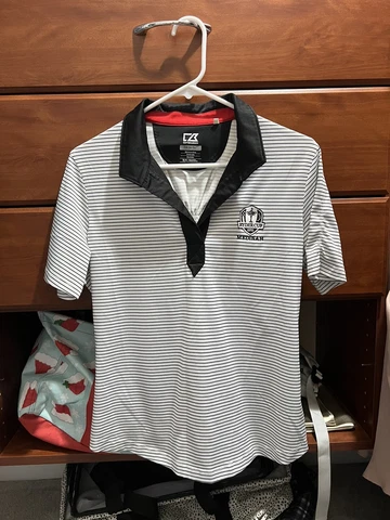 Medinah 2012 Ryder Cup Cutter and Buck Golf Shirt Men's Size Medium Black Stripe Cover