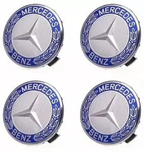 4x Mercedes Alufelgenmitte Nabenkappen 75mm A B C E S M Klasse ML CLA - Bild 1 von 9