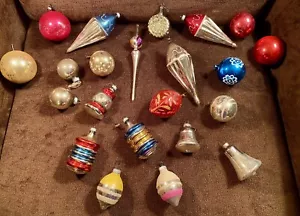 VTG Lot 22 Mercury Glass Christmas Ornament SHINY BRITE Poland Germany Atomic - Picture 1 of 18