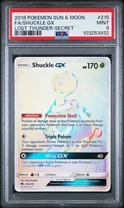 PSA 9 2018 POKEMON SUN & MOON LOST THUNDER 215 FULL ART/SHUCKLE GX SECRET - Picture 1 of 2