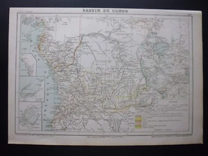 carte géographique 19° Atlas par: L.Grégoire: bassin du Congo - Picture 1 of 4
