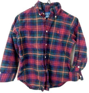 Ralph Lauren Boys Size 4 Shirt Plaid Multi-Color Holiday Cotton Oxford EUC - Picture 1 of 4