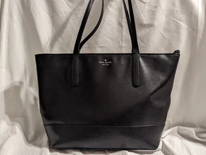 Kate Spade "Adley", Large Tote, Black Leather, #WKRU6978 - PRE-OWNED - Picture 1 of 21