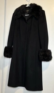 Damen Wollmantel Größe 7/8 Kunstfellbesatz Gotti Mob Wife Luxus Medium Express  - Bild 1 von 8