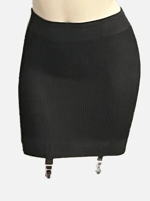 Vassarette Black Ribbed Girdle Open Bottom Metal Garter Clips Small  - Image 1 of 4