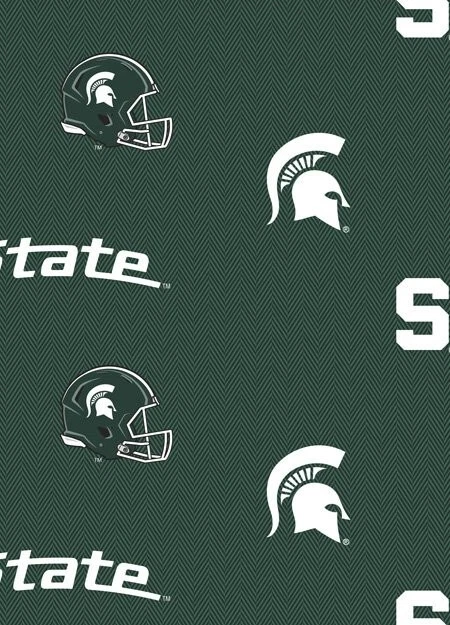 Tela de algodón NCAA Michigan State University Herringbone MIST-098 por yarda Foto 1 de 1