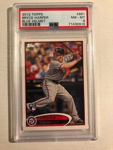 Casco azul novato Topps Bryce Harper 661 RC 2012 Nationals 661 casi como nuevo PSA 8 - Imagen 1 de 2