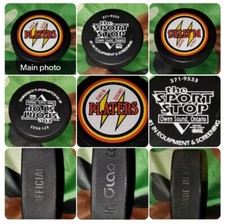 OWEN SOUND PLATERS THE SPORT STOP SPONSOR #1 OHL VINTAGE PUCK MADE=🇨🇦 INGLASCO