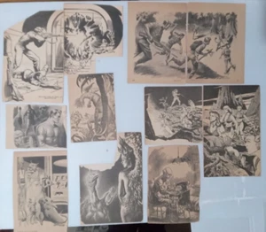 LOT OF 138 SCI-FI ALIEN HORROR ETC. ILLUSTRATION CLIPPINGS FROM 1940-50's PULPS - Picture 1 of 24