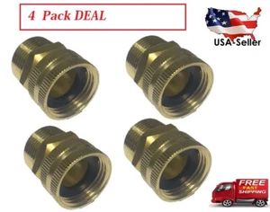 Heavy Brass 3/4" Male NPT Pipe to 3/4" Female Garden Hose Thread  4PACK - Picture 1 of 4