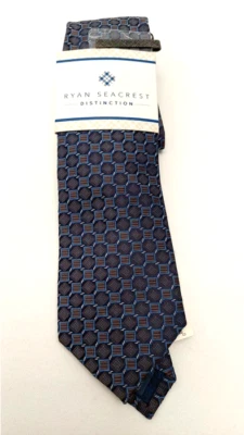 Corbata clásica de seda geométrica azul claro para hombre Ryan Seacrest OS Foto 1 de 2