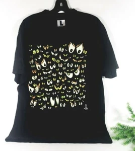 Vintage 1992 T Shirt All Over Neon Eyes Glow In Dark Sz Large Black New WO Tags  - Picture 1 of 12
