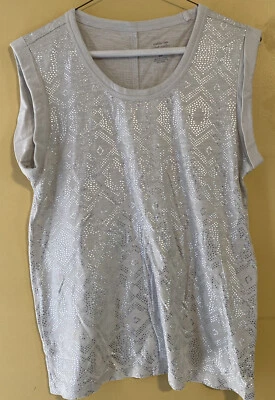 Banana Republic Malibu Tee Grey w/Metallic Geometric Sleeveless Tank Top Women’s - Image 1 of 4