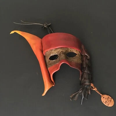 Винтажная 98-дюймовая кожаная маска с подписью Mardi Gras паровой панк ручная работа натуральная кожа - Изображение 1 из 4