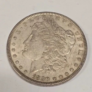 1880 Morgan Silver Dollar 90% Silver Ungraded Raw Coin DFG5 - Picture 1 of 2