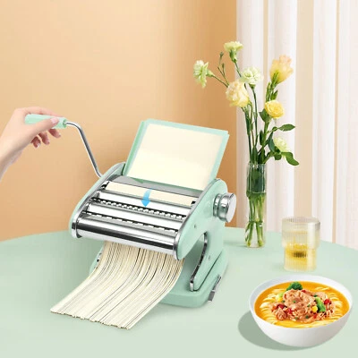 Manual Pasta Maker Machine 0.3-5mm Adjustable Thickness Noodle Roller and Cutter - Image 1 of 4