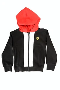 Scuderia Ferrari Kid Full Zip Black Fleece Hooded Sweater Track Jacket - Picture 1 of 4