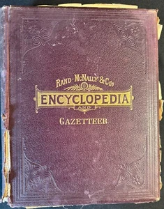 Rand-McNally Encyclopedia & Gazetteer 1892 Leather 80 color maps, 2000 engraving - Picture 1 of 9
