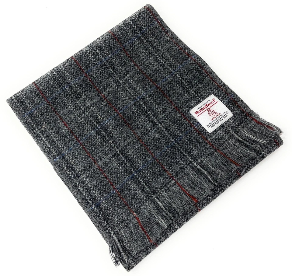 SCOTT AND MACKENZIE Harris Tweed Schal in grauem Tartan Design